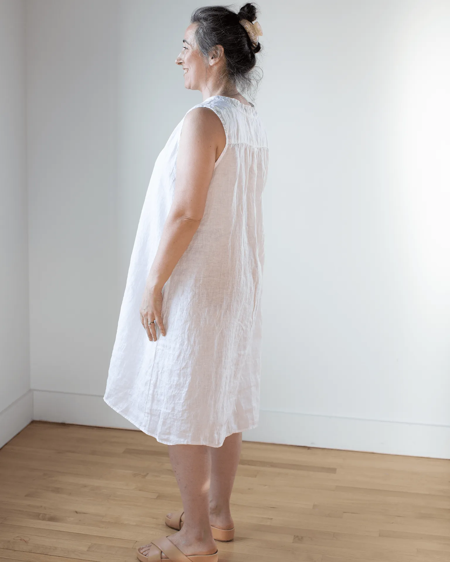 Sylvie Dress in White Linen