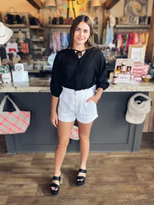 Tie Up Pullover In Black