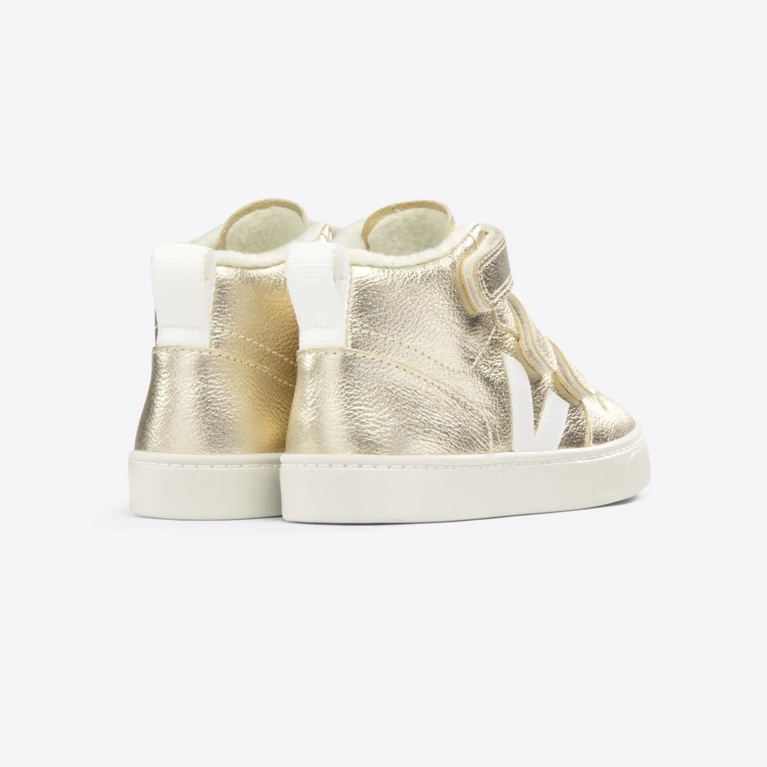 Veja Kid's V-10 Mid Leather Platinum White Trainers