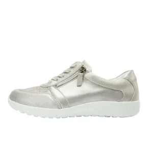 Waldlaufer Wide fitting M Ladies Silver Trainers Leather Stretch M-Ira