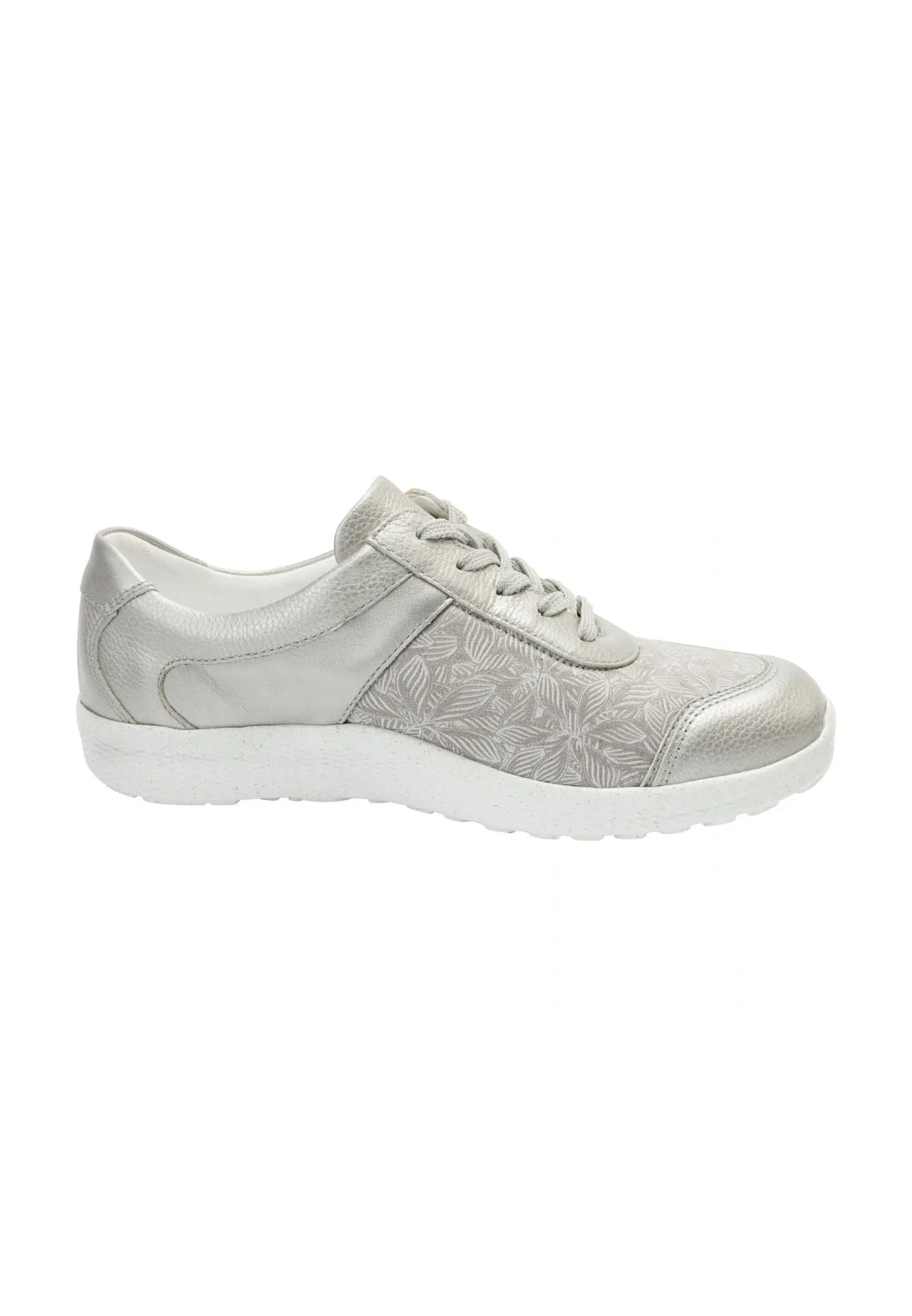 Waldlaufer Wide fitting M Ladies Silver Trainers Leather Stretch M-Ira