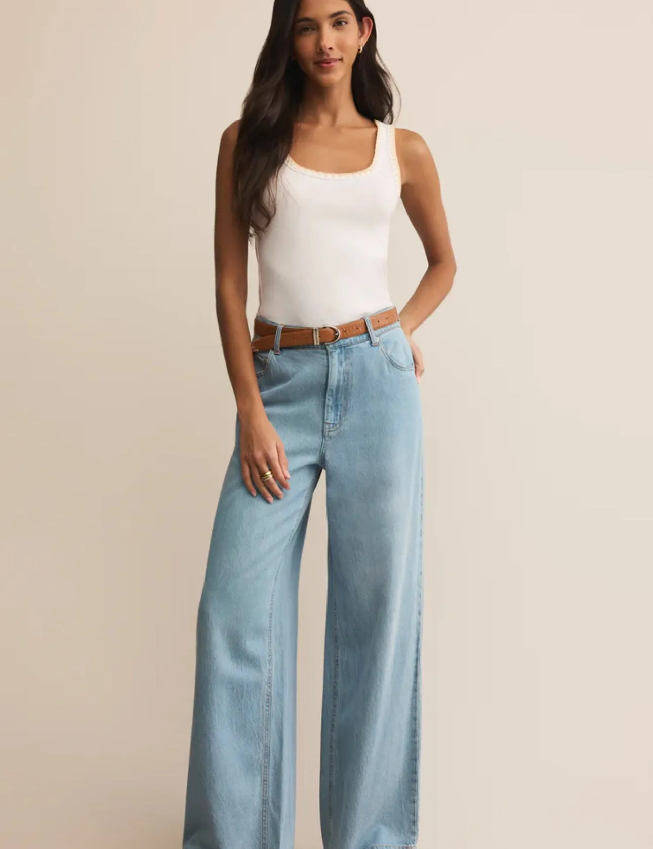 White Jaidynn Rib Tank