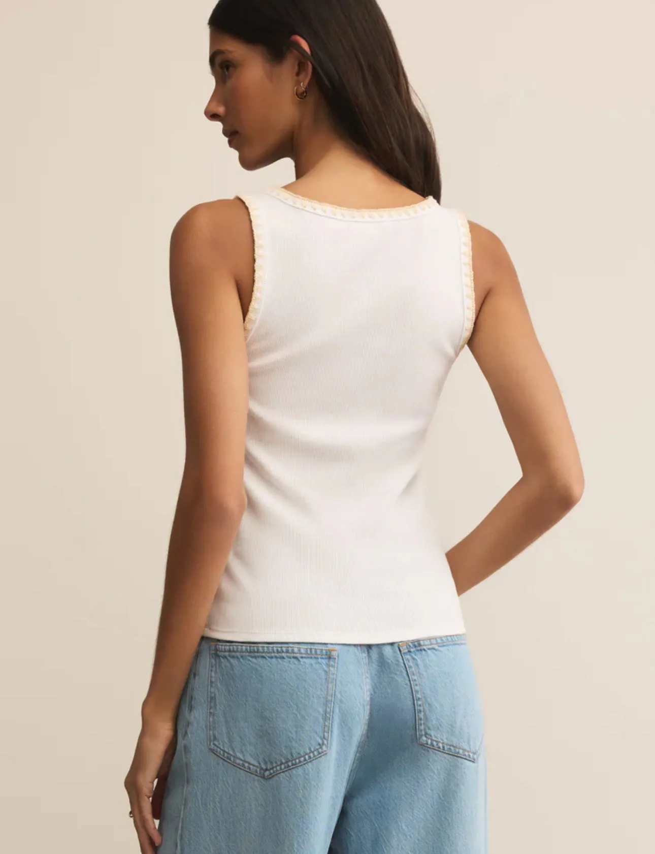 White Jaidynn Rib Tank