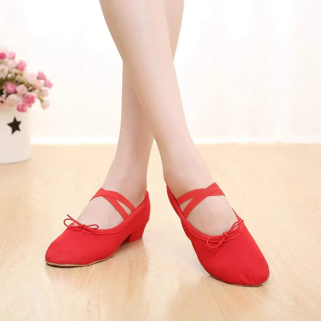 Women Ladies Dancing Prom Ballroom Latin Ballet Dance Singles Shoes Wicker Wedge Heels Women