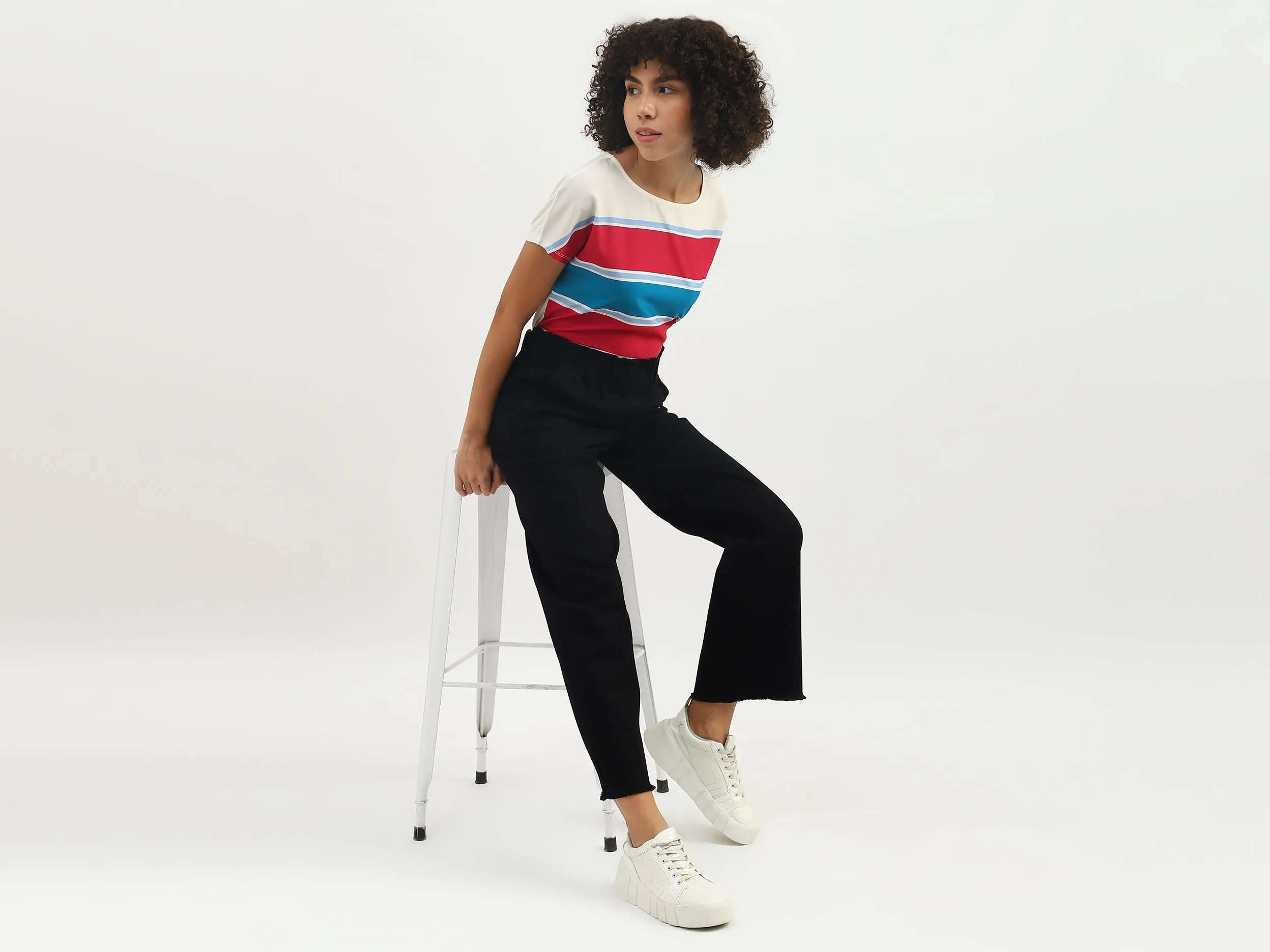 Women Solid Flared Fit Trousers