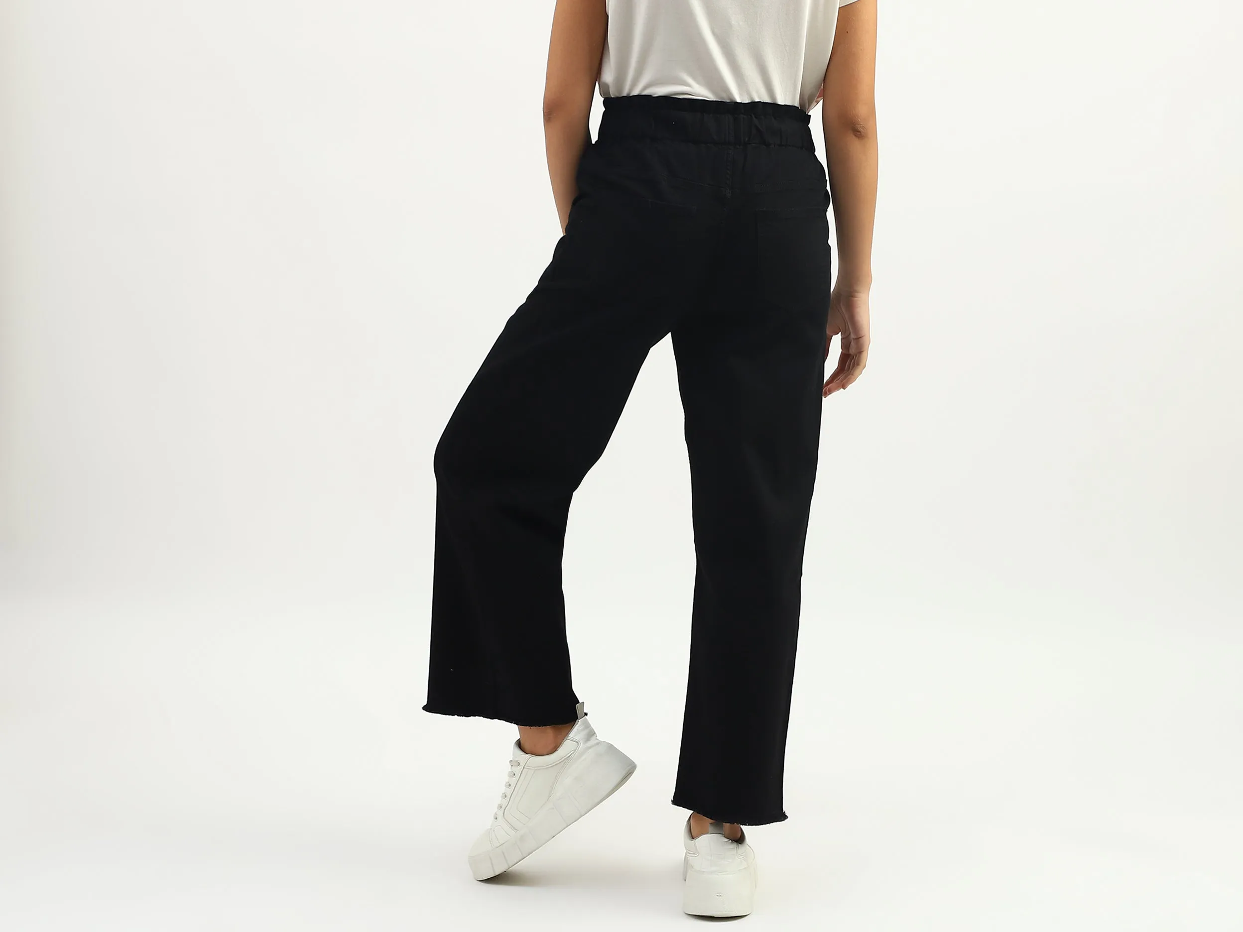 Women Solid Flared Fit Trousers