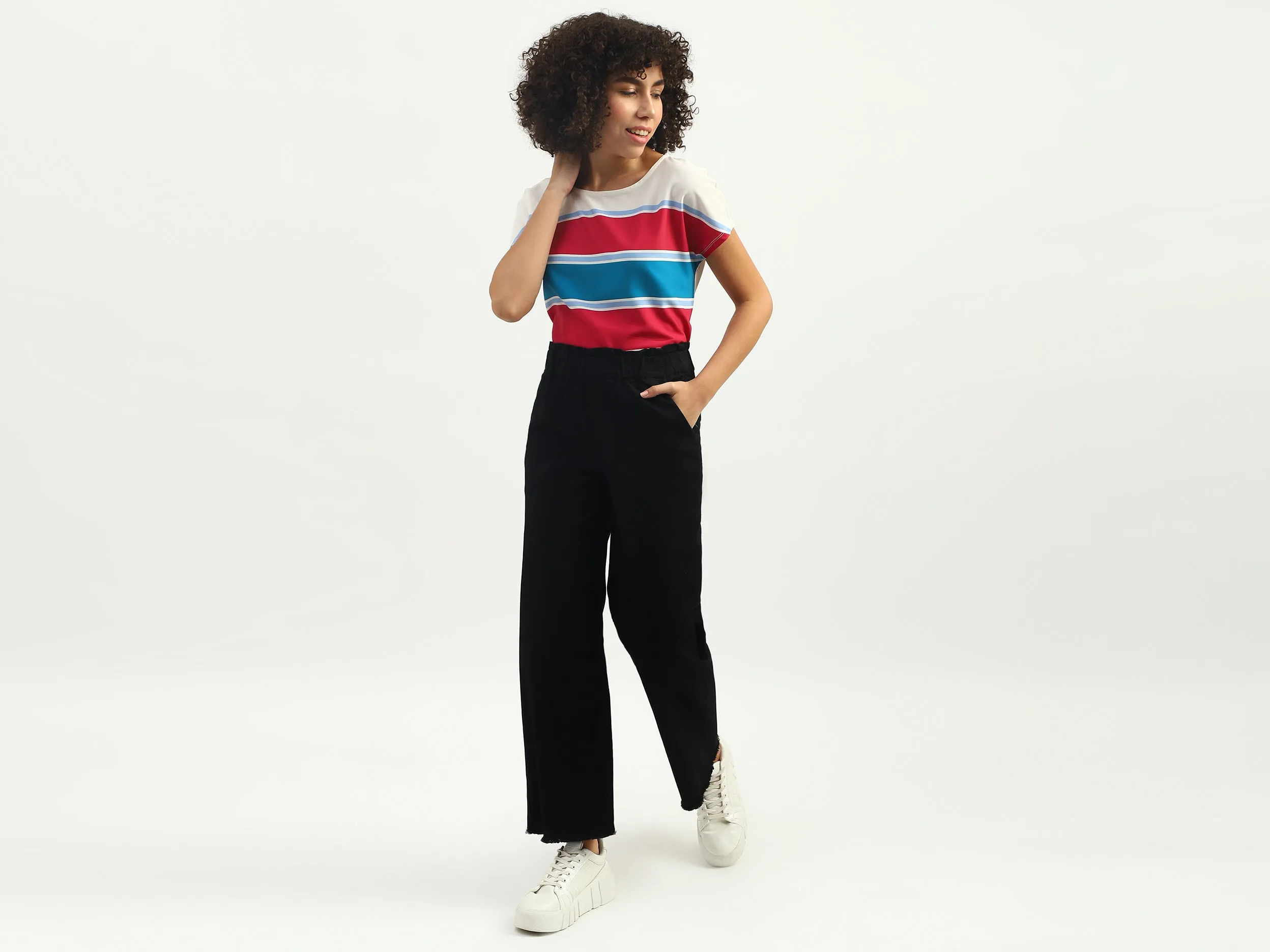 Women Solid Flared Fit Trousers