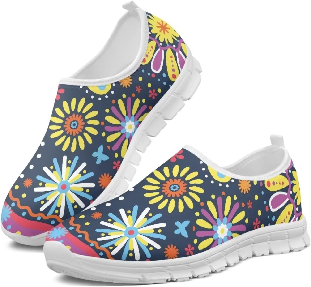 Womens Canvas Shoes Low Top Fashion Sneakers Slip on Walking ShoeWhite Sole