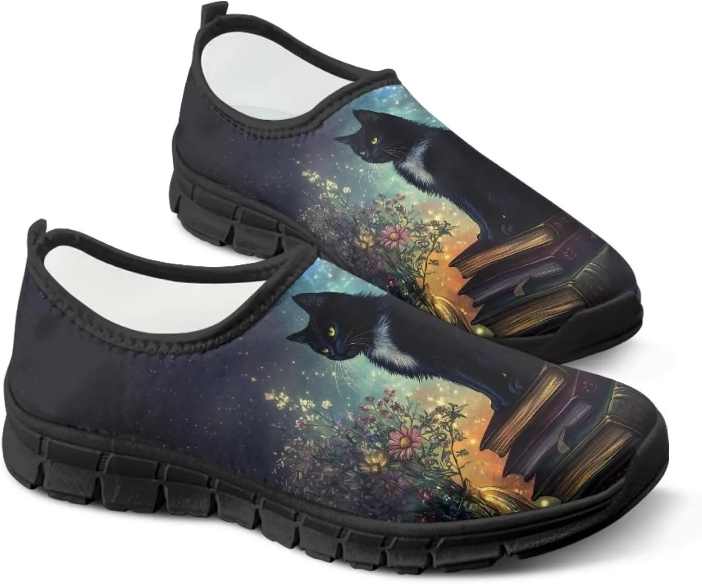 Womens Casual Shoes Canvas Shoes Low Top Fashion Sneakers Slip on Walking ShoeBlack Sole