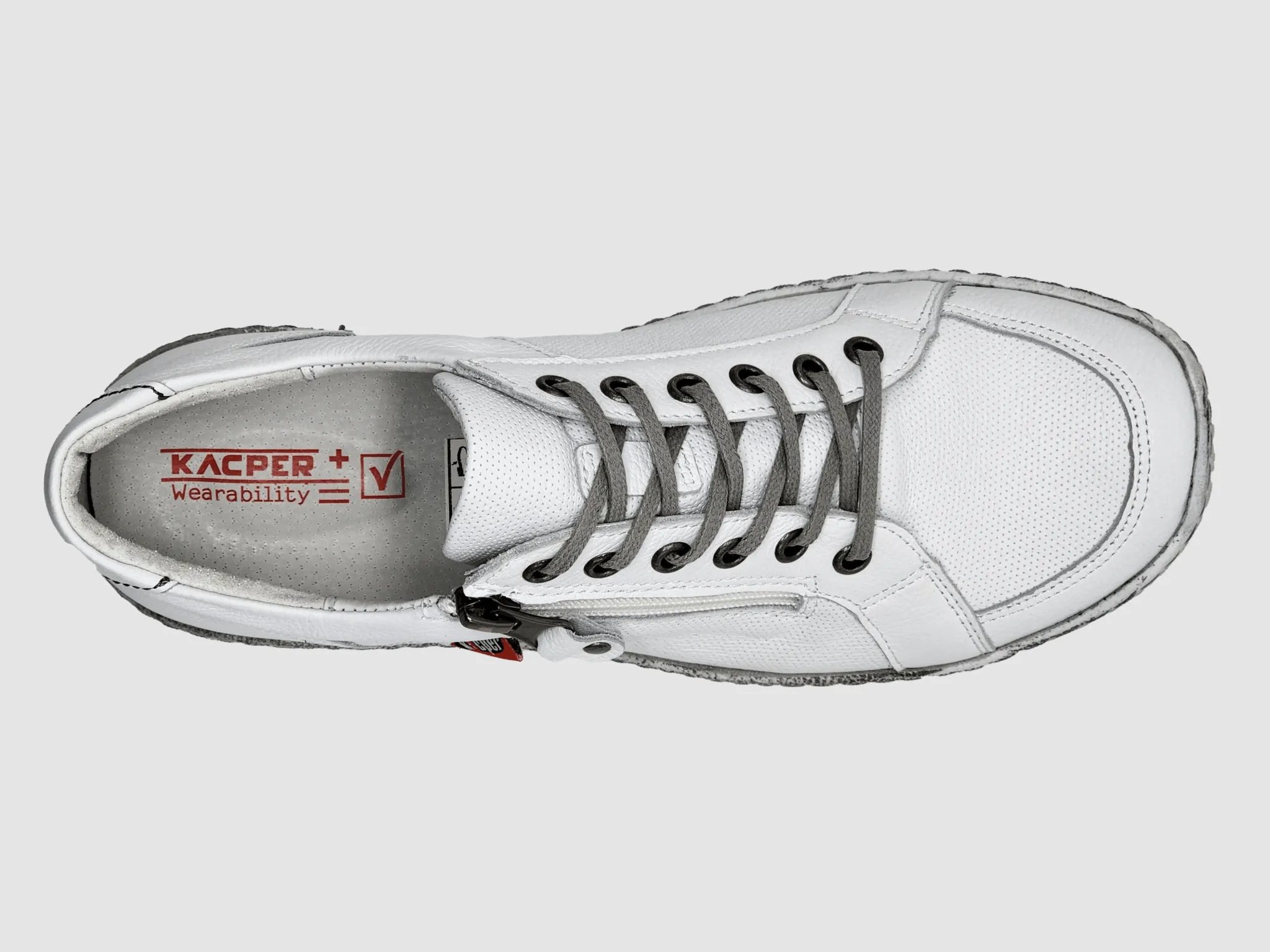 Women's Everyday Zip-Up Leather Shoes - White
