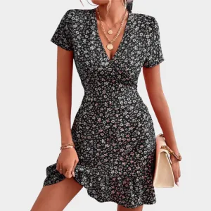 Womens V-Neck Holiday Dress  Loose Fit Printed Tunic  Lightweight Casual Style  Soft Fabric  Multiple Colours