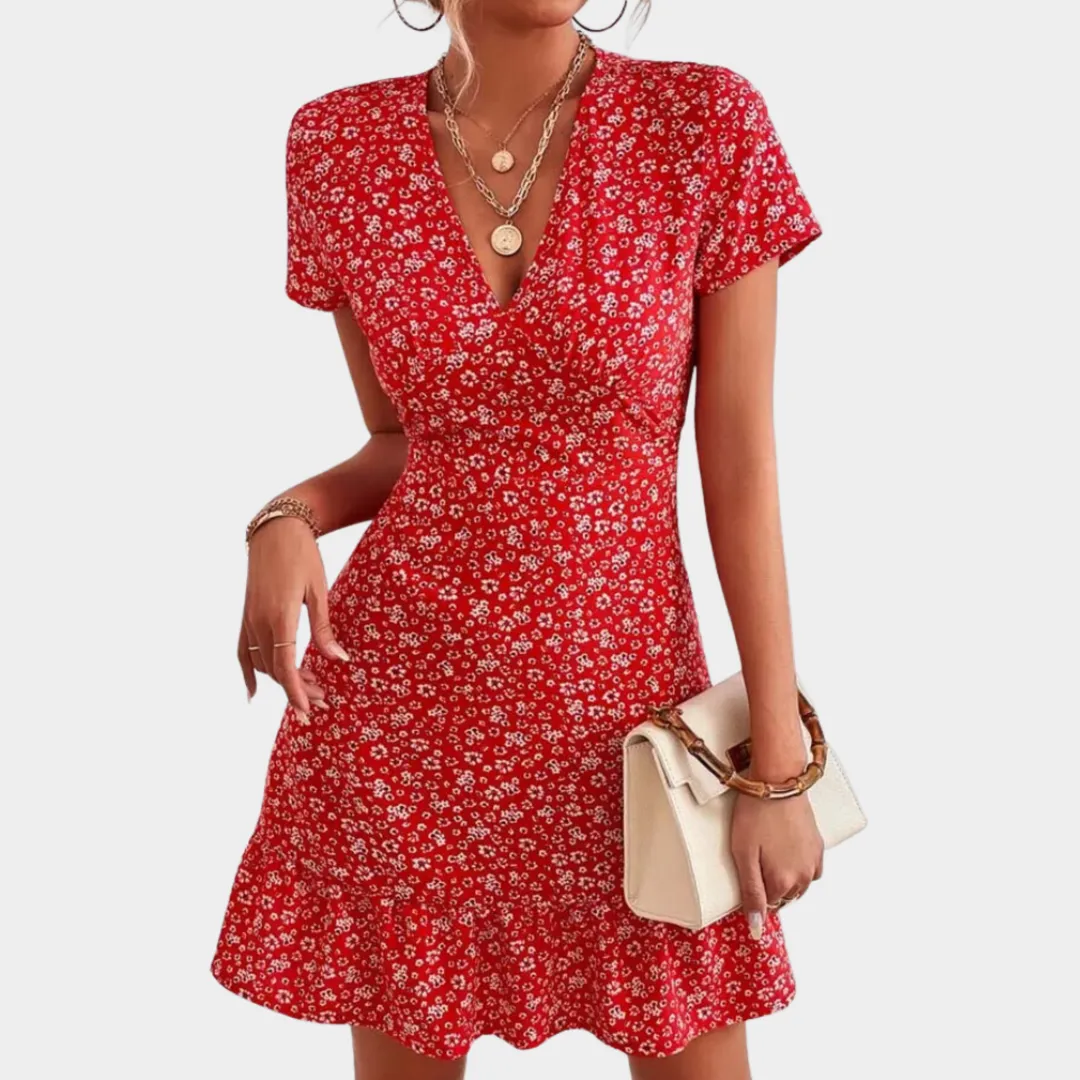 Womens V-Neck Holiday Dress  Loose Fit Printed Tunic  Lightweight Casual Style  Soft Fabric  Multiple Colours