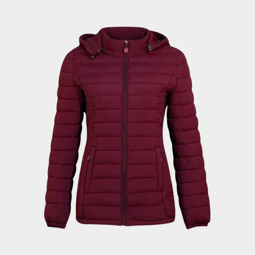 Womens Winter Stand-Collar Coat  Fashion Warm Parka Jacket (Red, Black, Casual Style)