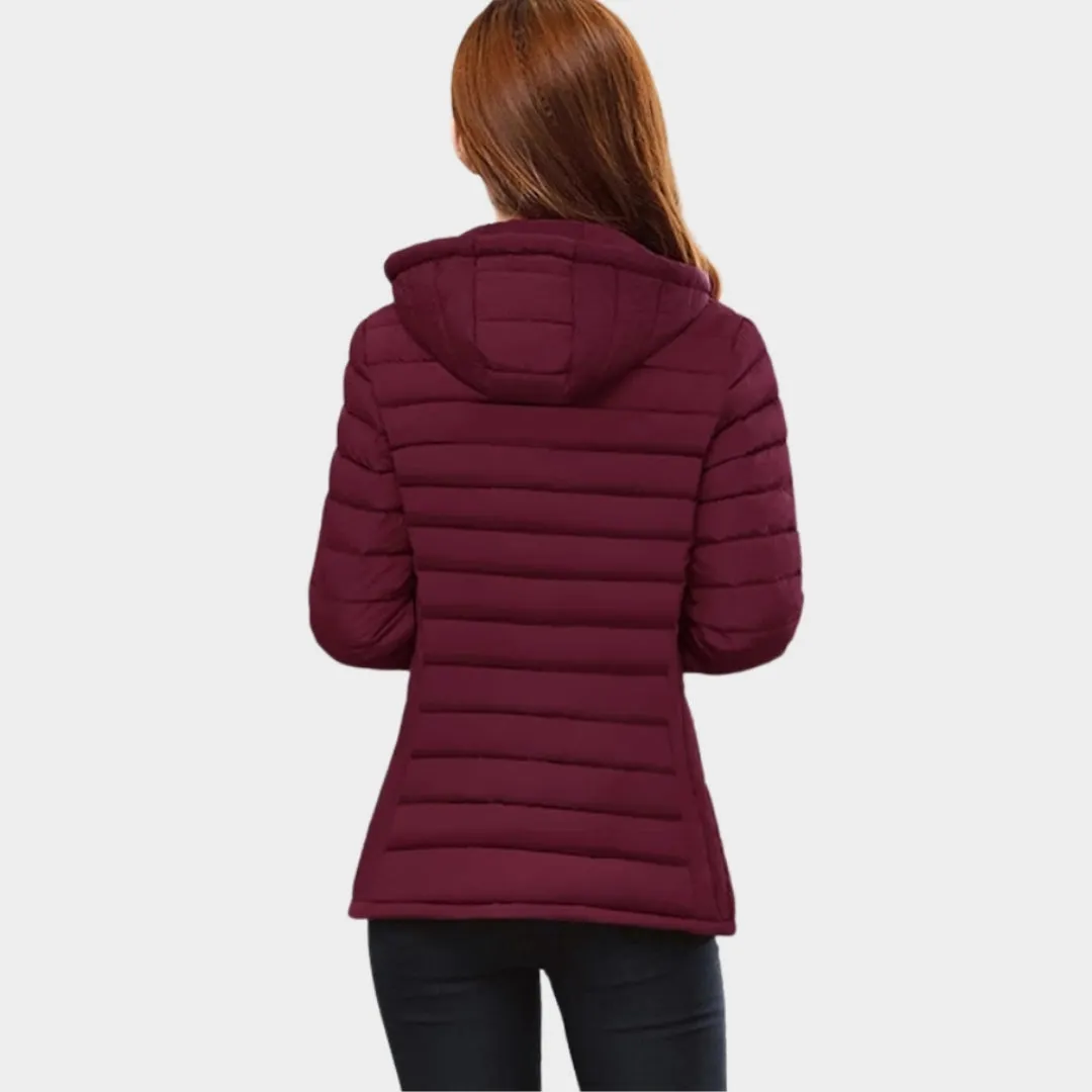Womens Winter Stand-Collar Coat  Fashion Warm Parka Jacket (Red, Black, Casual Style)