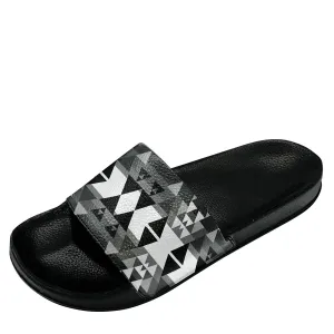 Writing on Stone Black and White Slide Sandals