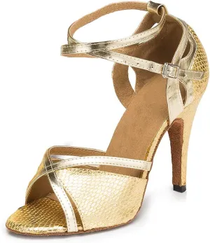 YKXLM Women Ballroom Dance Shoes Latin Salsa Performance Dance Shoes,035-10,Yellow,8 US